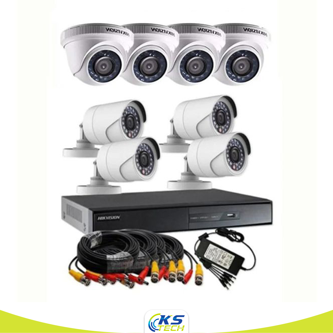 KIT DE 8 CAMERA ANALOGY 2MP HIKVISION DS-J142 7208CH - M1 4+4 2MEGA PIXEL
